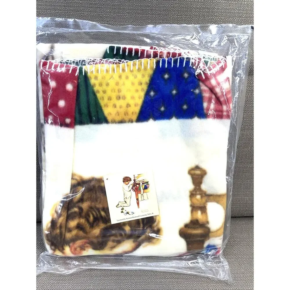 Norman Rockwell Boys Town Fleece Blanket Throw Child Praying Lay Me Down Sealed